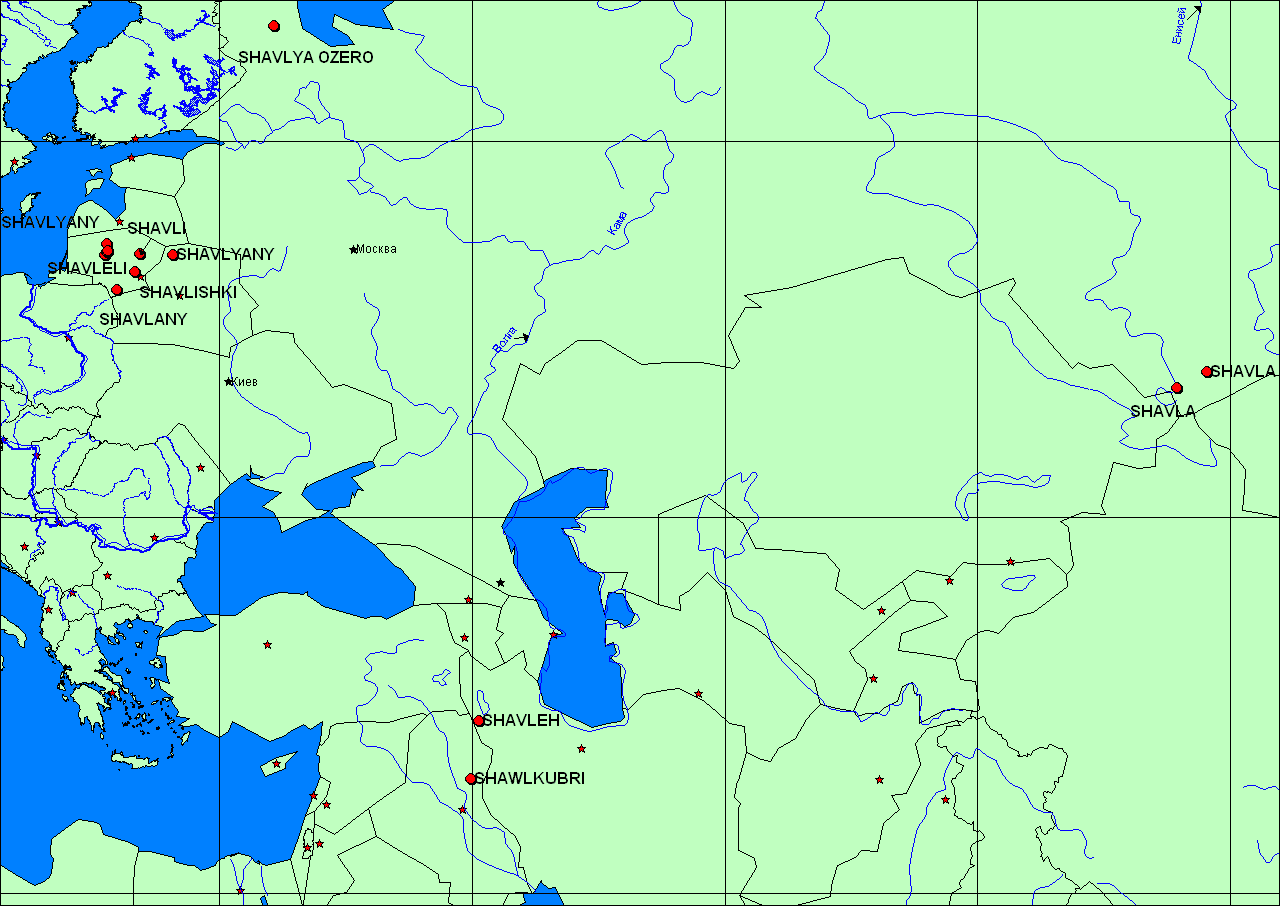 Карта населенных пунктов с Shawl,Shavl, Шавл